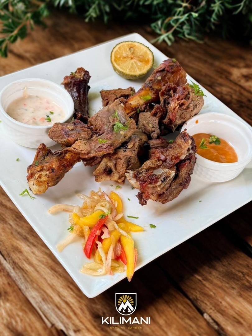 Nyama choma with dipping sauces
